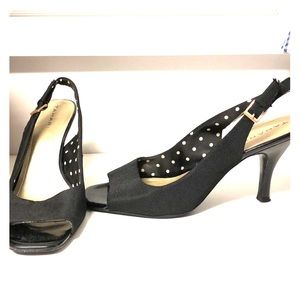 Black open toe slingback heel